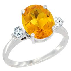 2.60 CTW Citrine & Diamond Ring 10K White Gold - REF-62F2N