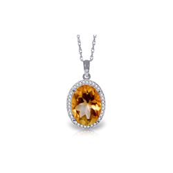 Genuine 4.88 ctw Citrine & Diamond Necklace 14KT White Gold - REF-70Y2F