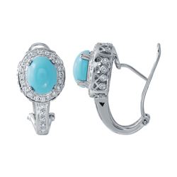 Natural 4.48 CTW Turquoise & Diamond Earrings 14K White Gold - REF-117Y2N