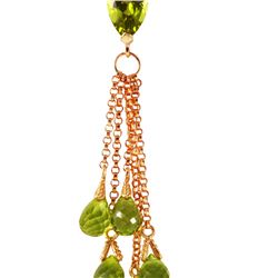 Genuine 7.5 ctw Peridot Necklace 14KT Rose Gold - REF-39R4P