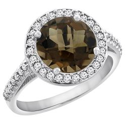 2.44 CTW Quartz & Diamond Ring 14K White Gold - REF-56M2K