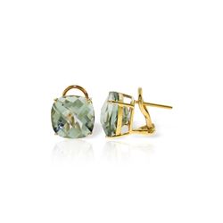 Genuine 7.2 ctw Green Amethyst Earrings 14KT Yellow Gold - REF-46M5T