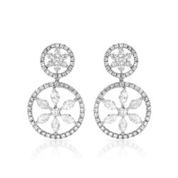 Natural 2.29 CTW Diamond & Marquise Earring 14K White Gold - REF-216M2F