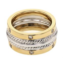 Natural 0.28 CTW Diamond Ring 14K Two Tone Yellow Gold - REF-117H9W