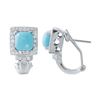 Image 1 : Natural 2.67 CTW Turquoise & Diamond Earrings 14K White Gold - REF-82R8K