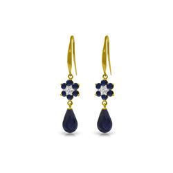 Genuine 7.61 ctw Sapphire & Diamond Earrings 14KT Yellow Gold - REF-49R8P