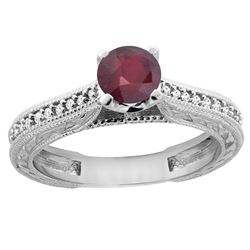 0.75 CTW Ruby & Diamond Ring 14K White Gold - REF-53Y5V