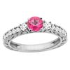 1.35 CTW Pink Topaz & Diamond Ring 14K White Gold - REF-79W5F