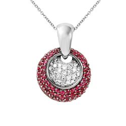 Natural 1.68 CTW Ruby & Diamond Necklace 14K White Gold - REF-100M8F