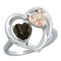 1.91 CTW Diamond, Quartz & Morganite Ring 14K White Gold - REF-36W6F