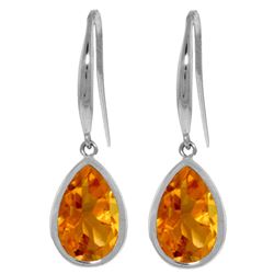 Genuine 5 ctw Citrine Earrings 14KT White Gold - REF-35Y2F