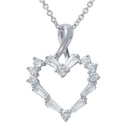 Natural 0.53 CTW Diamond & Baguette Necklace 14K White Gold - REF-65Y7N