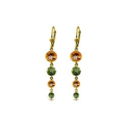 Genuine 7.8 ctw Citrine & Peridot Earrings 14KT Yellow Gold - REF-46Y3F