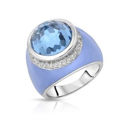 Natural 10.63 CTW Topaz & Diamond Ring 14K White Gold - REF-108R9K