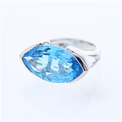 Natural 14.51 CTW Topaz Ring 14K White Gold - REF-72R9K