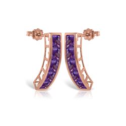 Genuine 4.5 ctw Amethyst Earrings 14KT Rose Gold - REF-38A5K