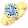 Image 1 : Natural 2.2 CTW Aquamarine & Diamond Ring 14K Yellow Gold - REF-45R6F