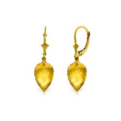 Genuine 19 ctw Citrine Earrings 14KT Yellow Gold - REF-35P9H