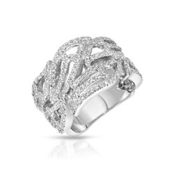 Natural 1.80 CTW Diamond Ring 18K White Gold - REF-218H7W