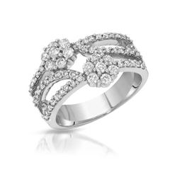 Natural 0.96 CTW Diamond Ring 14K White Gold - REF-96X3T