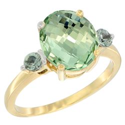 2.64 CTW Amethyst & Green Sapphire Ring 14K Yellow Gold - REF-32F3N