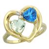 2.61 CTW Diamond, Amethyst & Swiss Blue Topaz Ring 10K Yellow Gold - REF-23K7W