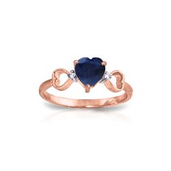 Genuine 1.01 ctw Sapphire & Diamond Ring 14KT Rose Gold - REF-43M2T