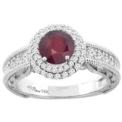 1.50 CTW Ruby & Diamond Ring 14K White Gold - REF-87Y3V