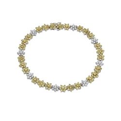 Natural 6 CTW Yellow Sapphire & Diamond Bracelet 14K White Gold - REF-143H3W