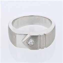 Natural 0.21 CTW Princess Diamond Ring 14K White Gold - REF-121M5F