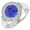 Natural 2.58 CTW Tanzanite & Diamond Ring 14K White Gold - REF-100F8N