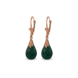 Genuine 8 ctw Created Green Sapphire Earrings 14KT Rose Gold - REF-34K3V