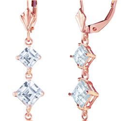 Genuine 6.5 ctw Pearl & Aquamarine Earrings 14KT Rose Gold - REF-45A8K