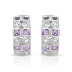 Natural 1.38 CTW Pink Sapphire & Diamond Earrings 18K White Gold - REF-112R5K