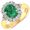 Image 1 : Natural 2.39 CTW Zambian Emerald & Diamond Ring 14K Yellow Gold - REF-112R3F