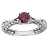 Image 1 : 0.85 CTW Ruby & Diamond Ring 14K White Gold - REF-68H3M