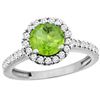 Image 1 : 1.13 CTW Peridot & Diamond Ring 14K White Gold - REF-60V5R