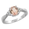 Image 1 : 0.73 CTW Morganite & Diamond Ring 14K White Gold - REF-39A5X