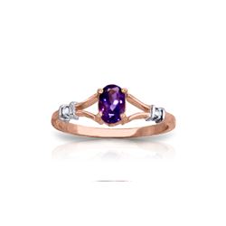 Genuine 0.46 ctw Amethyst & Diamond Ring 14KT Rose Gold - REF-27V2W