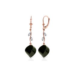 Genuine 31.02 ctw Black Spinel & Diamond Earrings 14KT Rose Gold - REF-53F4Z