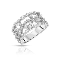 Natural 0.63 CTW Diamond Ring 18K White Gold - REF-144X2T