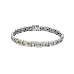 Natural 8.86 CTW Multi-Sapphire & Diamond Bracelet 14K White Gold - REF-295R2K