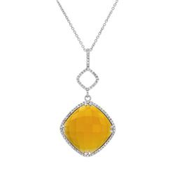 Natural 8.36 CTW Agate & Diamond Necklace 14K White Gold - REF-38R7K