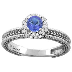 0.84 CTW Tanzanite & Diamond Ring 14K White Gold - REF-55V8R