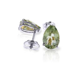 Genuine 3.15 ctw Green Amethyst Earrings 14KT White Gold - REF-21F2Z