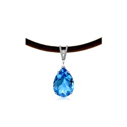 Genuine 6.01 ctw Blue Topaz & Diamond Necklace 14KT White Gold - REF-32F3Z