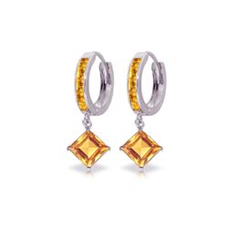 Genuine 4.4 ctw Citrine Earrings 14KT White Gold - REF-53K6V