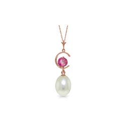 Genuine 4.5 ctw Pink Topaz Necklace 14KT Rose Gold - REF-20Y5F
