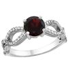 Image 1 : 1.26 CTW Garnet & Diamond Ring 14K White Gold - REF-49A9X