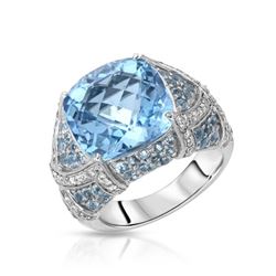 Natural 14.52 CTW Topaz & Topaz Ring 14K White Gold - REF-157R5K